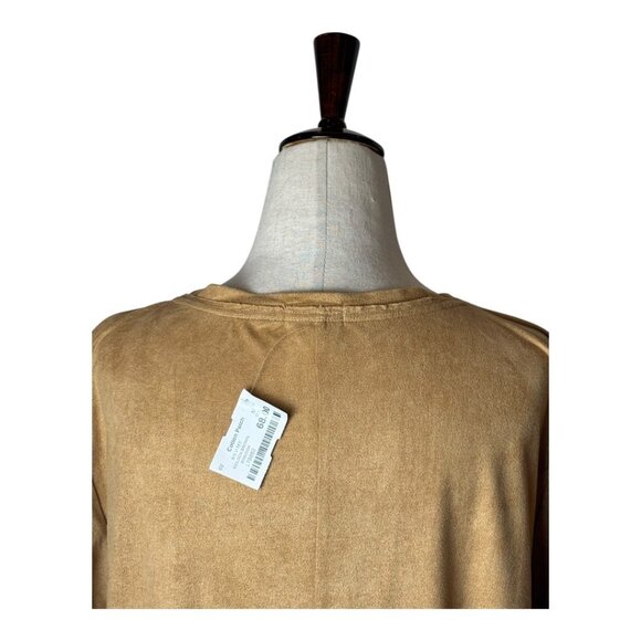 Dylan Shirt Women Medium Tan Golden Brown Short Sleeve Faux Suede Tee NWT Preppy - Picture 5 of 10